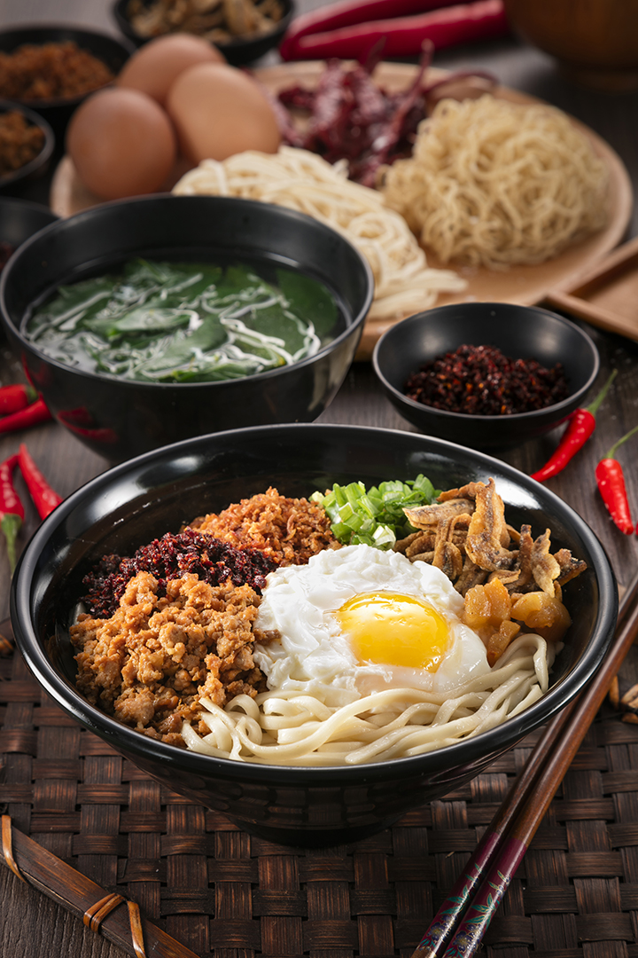 Chilli pan mee with poached egg, minced pork and dried chilli — Super Kitchen Chilli Pan Mee